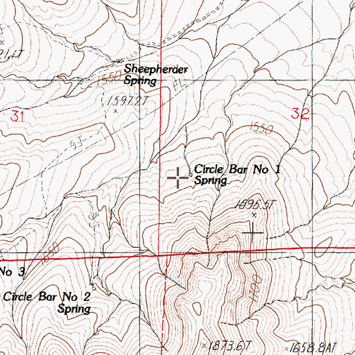 Topographic Map of Circle Bar Number 1 Spring, NV