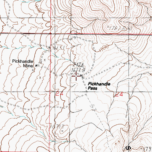 Topographic Map of Pickhandle Pass, NV