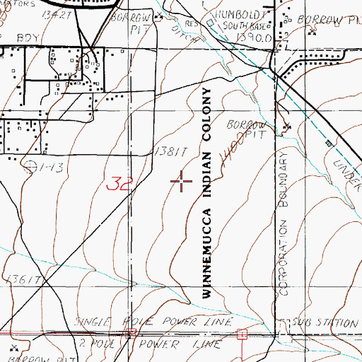 Topographic Map of Winnemucca Indian Colony, NV