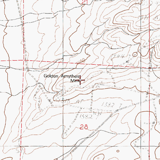 Topographic Map of Golden Amythest Mine, NV