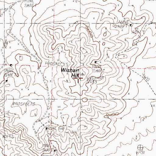 Topographic Map of Wishart Hill, NV