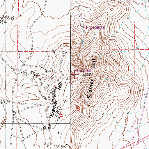 Topographic Map of Kramer Hill, NV