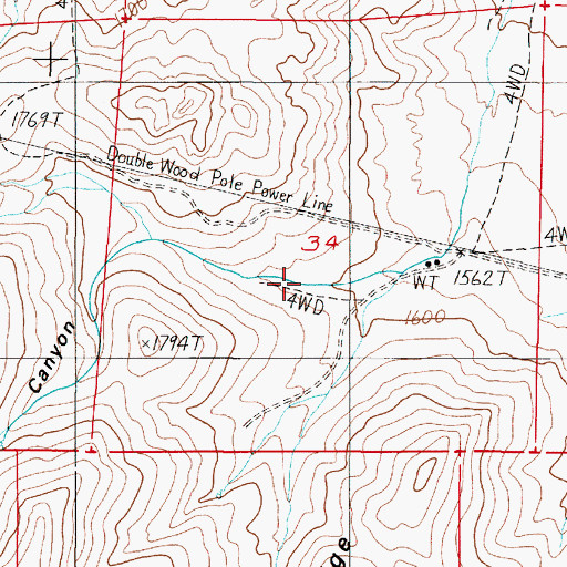 Topographic Map of Polkinghorne Canyon, NV