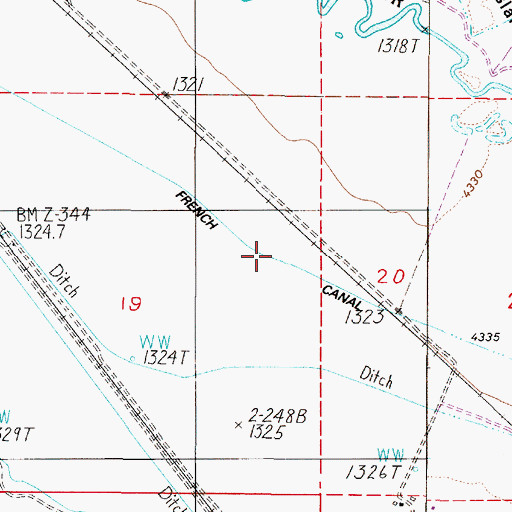 Topographic Map of French Canal, NV