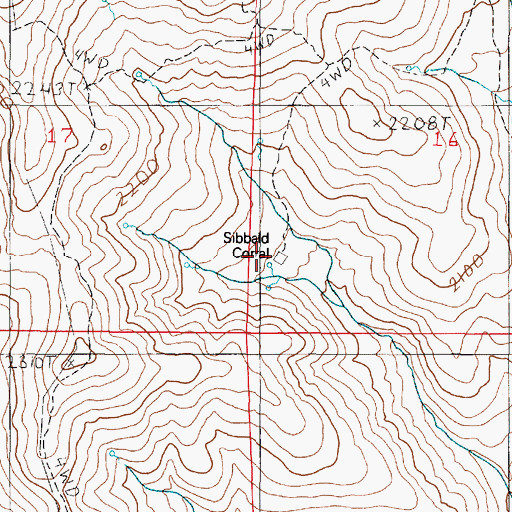 Topographic Map of Sibbald Corral, NV