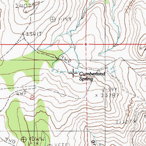 Topographic Map of Cumberland Spring, NV