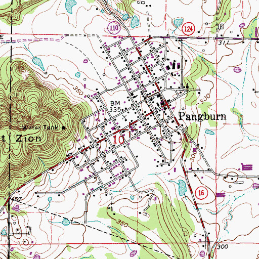 Topographic Map of Pangburn Post Office, AR