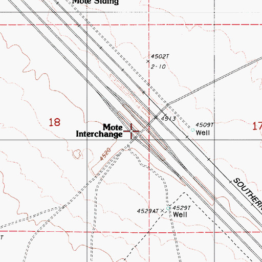 Topographic Map of Mote Interchange, NV