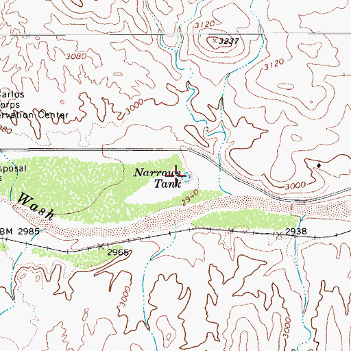 Topographic Map of Narrows Tank, AZ