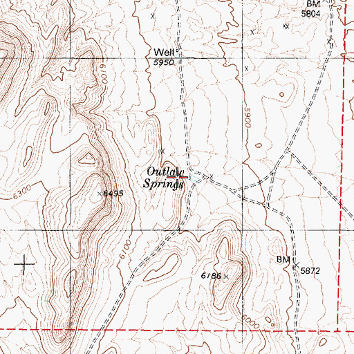 Topographic Map of Outlaw Springs, NV