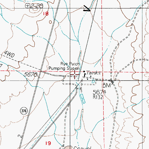 Topographic Map of Rye Patch Pumping Station, NV