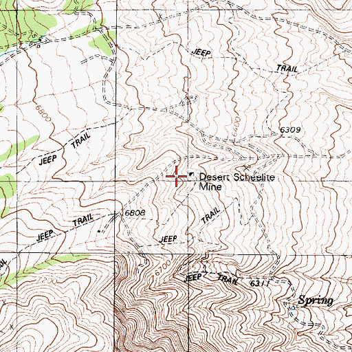 Topographic Map of Desert Scheelite Mine, NV