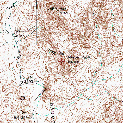 Topographic Map of Water Pipe Butte, NV