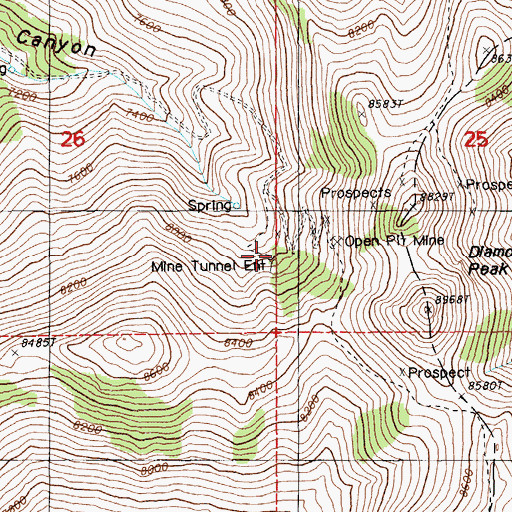 Topographic Map of Concord Mine, NV