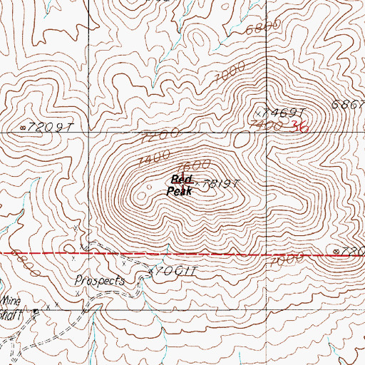 Topographic Map of Red Peak, NV