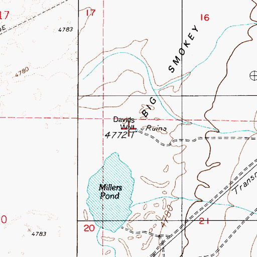 Topographic Map of Davids Well, NV