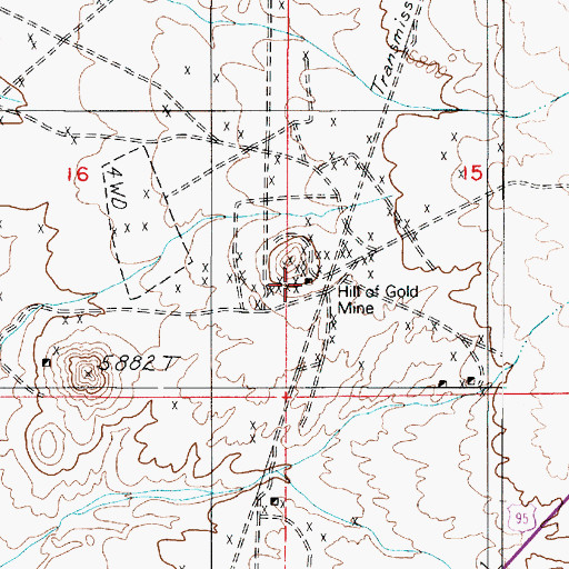 Topographic Map of Hill of Gold Mine, NV
