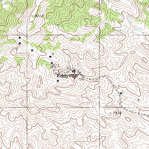 Topographic Map of Eddyville, NV