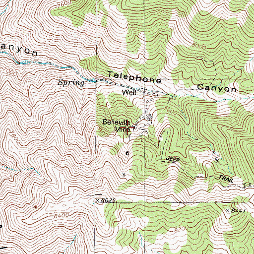 Topographic Map of Belleville Mine, NV