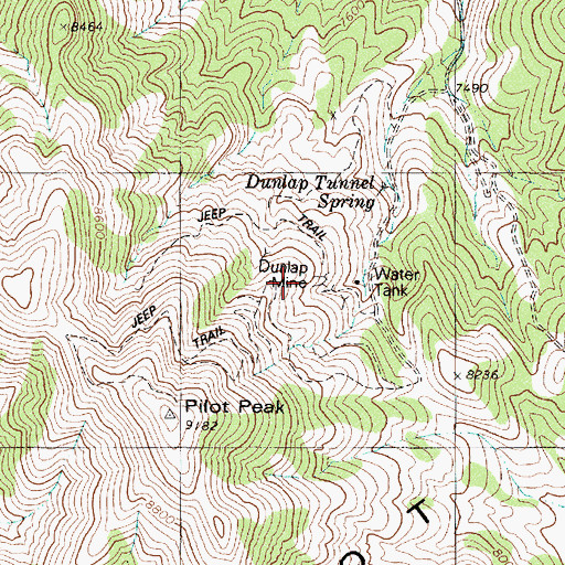 Topographic Map of Dunlap Mine, NV