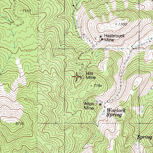 Topographic Map of Hitt Mine, NV