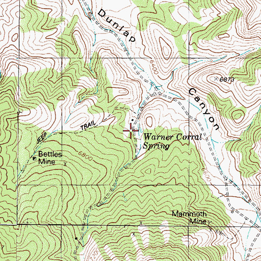 Topographic Map of Warner Corral Spring, NV