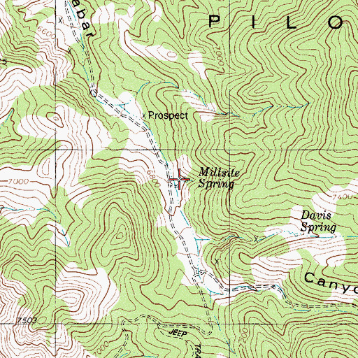 Topographic Map of Millsite Spring, NV