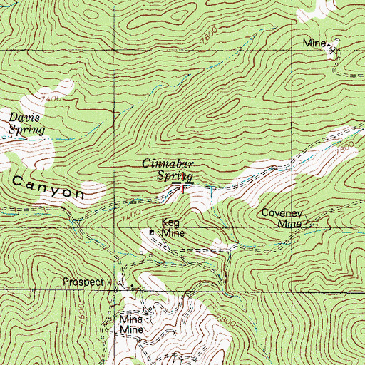 Topographic Map of Cinnabar Spring, NV