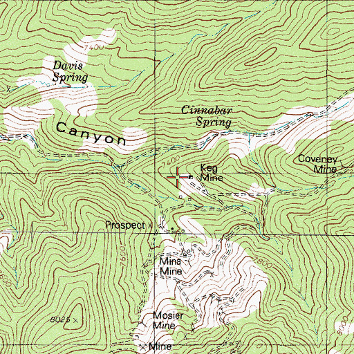 Topographic Map of Keg Mine, NV