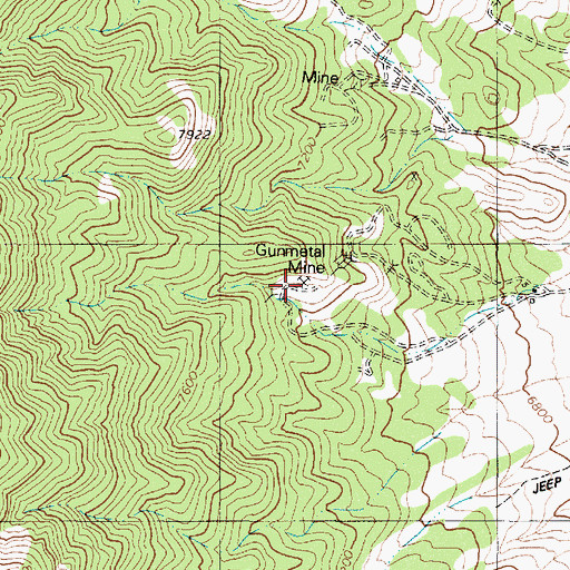 Topographic Map of Gunmetal Mine, NV
