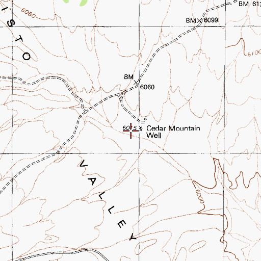 Topographic Map of Cedar Mountain Well, NV