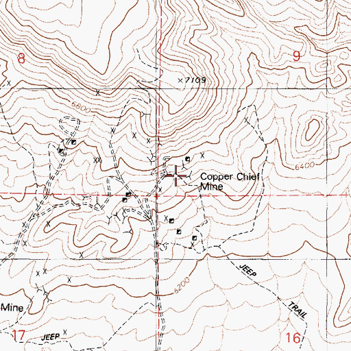 Topographic Map of Copper Chief Mine, NV