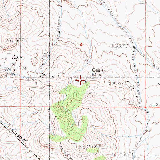 Topographic Map of Oasis Mine, NV