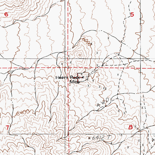 Topographic Map of Heavy Rock Mine, NV