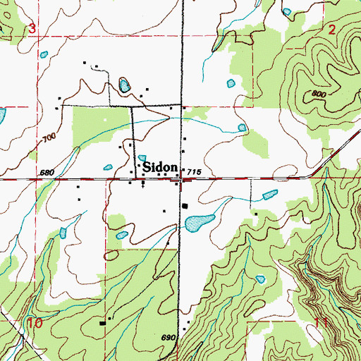 Topographic Map of Sidon Post Office (historical), AR