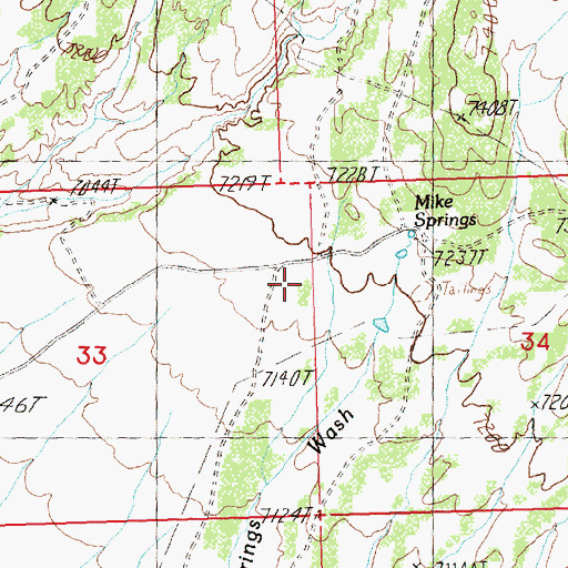 Topographic Map of Mike Springs Mine, NV