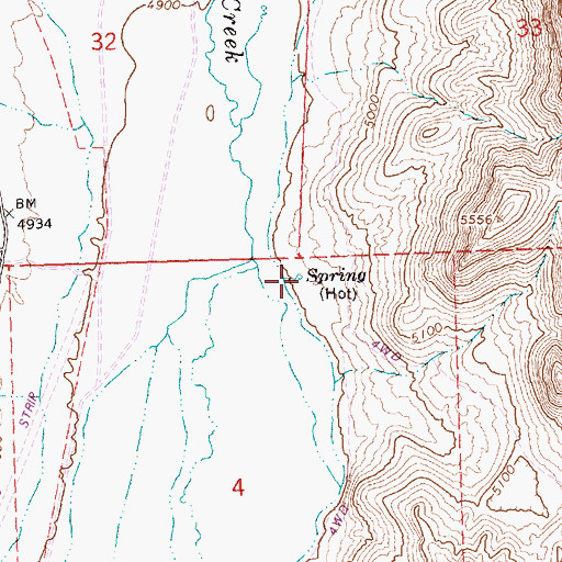 Topographic Map of Red Hot Spring, NV