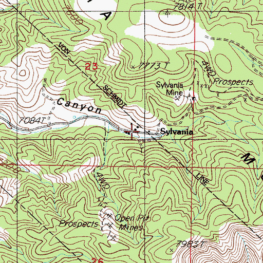 Topographic Map of Sylvania, NV