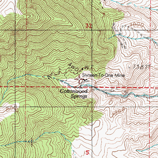 Topographic Map of Sixteen-To-One Mine, NV