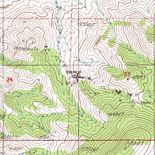 Topographic Map of Imperial Mine, NV