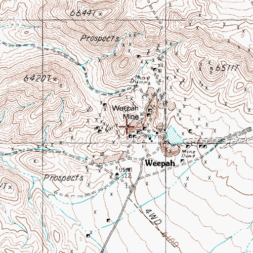 Topographic Map of Weepah Mine, NV