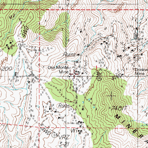 Topographic Map of Oro Monte Mine, NV