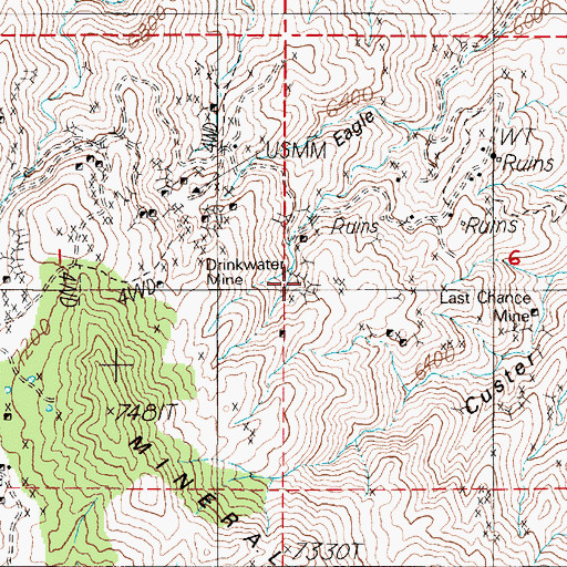 Topographic Map of Drinkwater Mine, NV