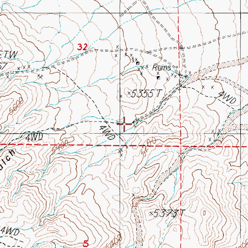 Topographic Map of Custer Gulch, NV
