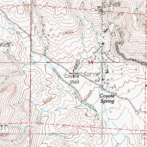 Topographic Map of Coyote Well, NV