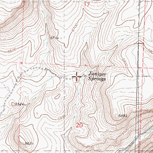 Topographic Map of Juniper Springs, NV