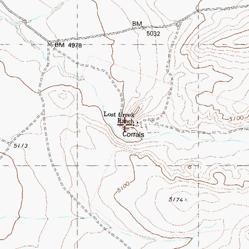 Topographic Map of Lost Creek Ranch, NV