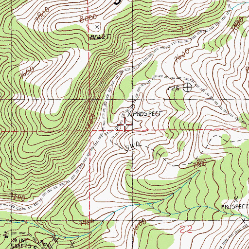 Topographic Map of Hickneytown (historical), NV