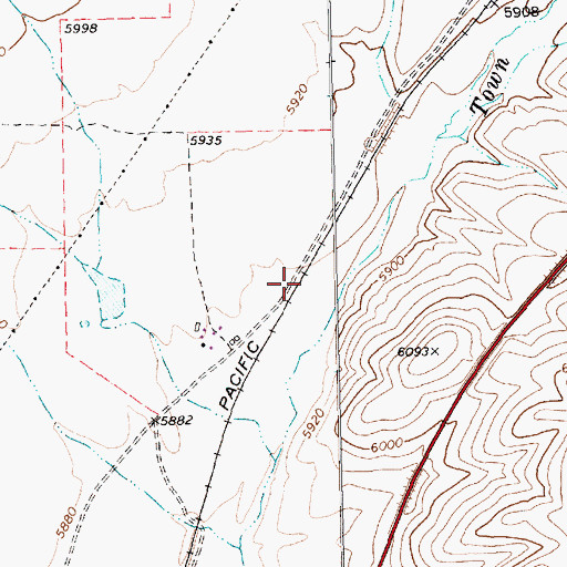 Topographic Map of Town Creek, NV