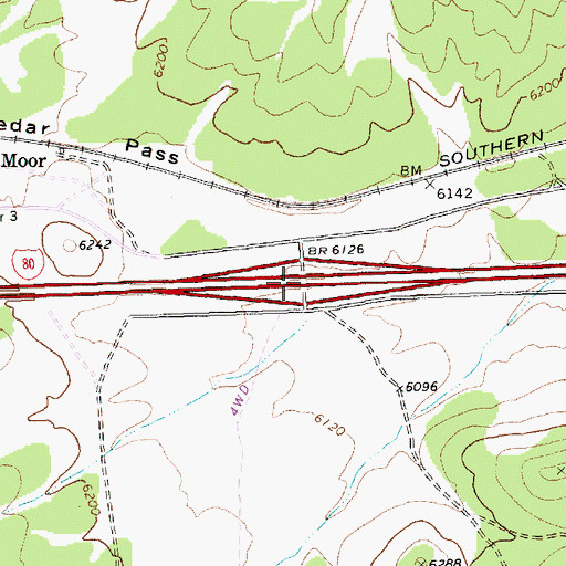Topographic Map of Moor Interchange, NV